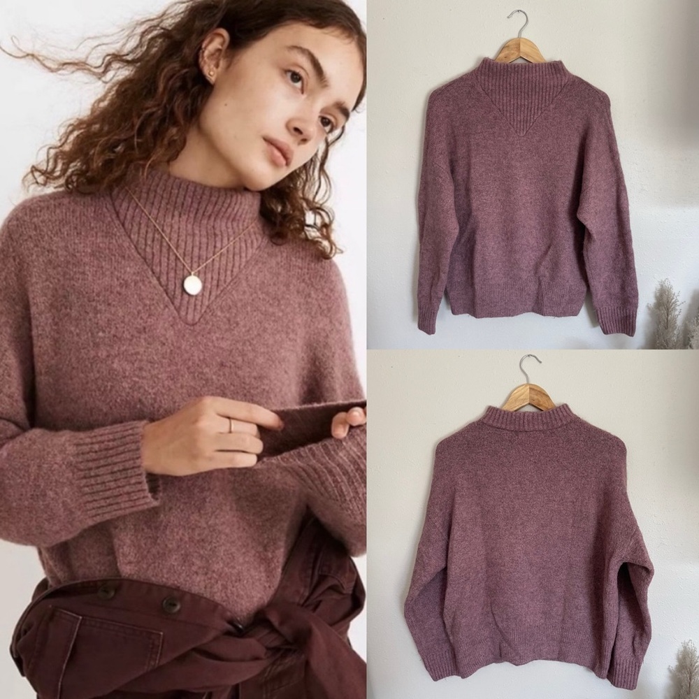 Madewell | Dillon Mockneck Alpaca Blend Pullover Sweater, Heathered Mauve